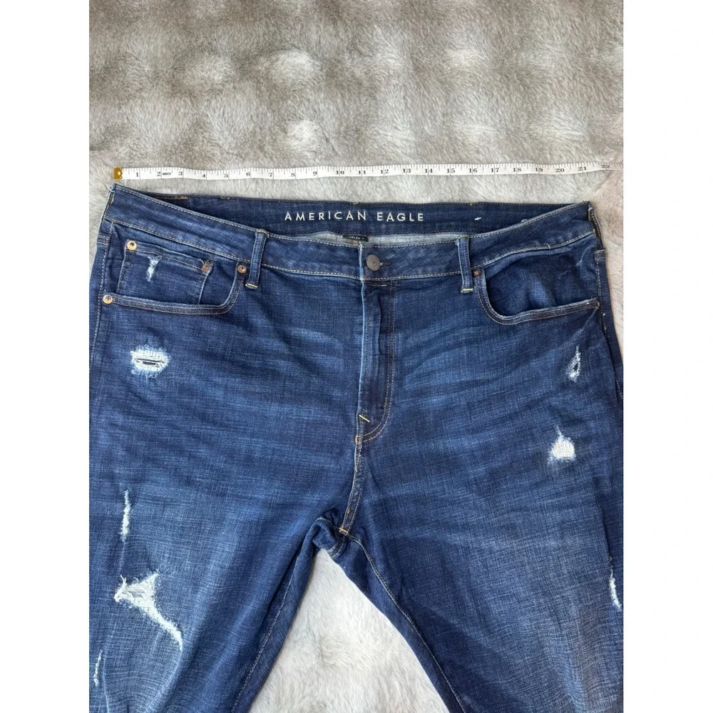 American Eagle AirFlex Slim Straight Distress Jeans Dark Wash 42x32 Indigo-0594